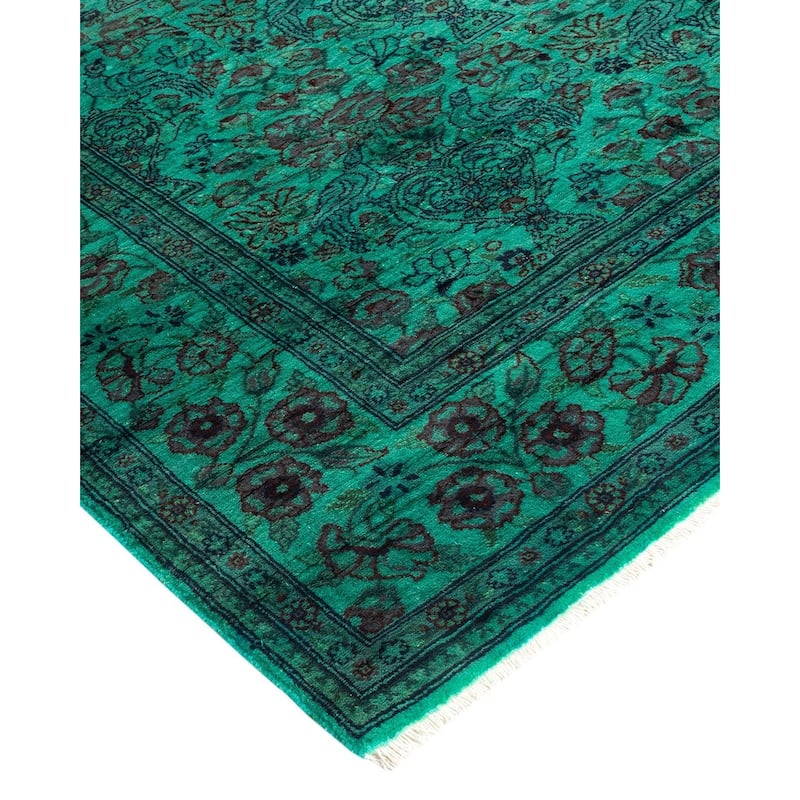 Overton Hand Knotted Wool Vintage Inspired Modern Contemporary Overdyed Blue Area Rug - 4' 8" x 7' 4"