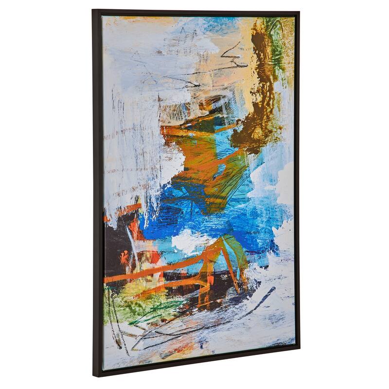 25 x 37 Handcrafted Wall Art Abstract Giclee, Black Frame, Multicolor