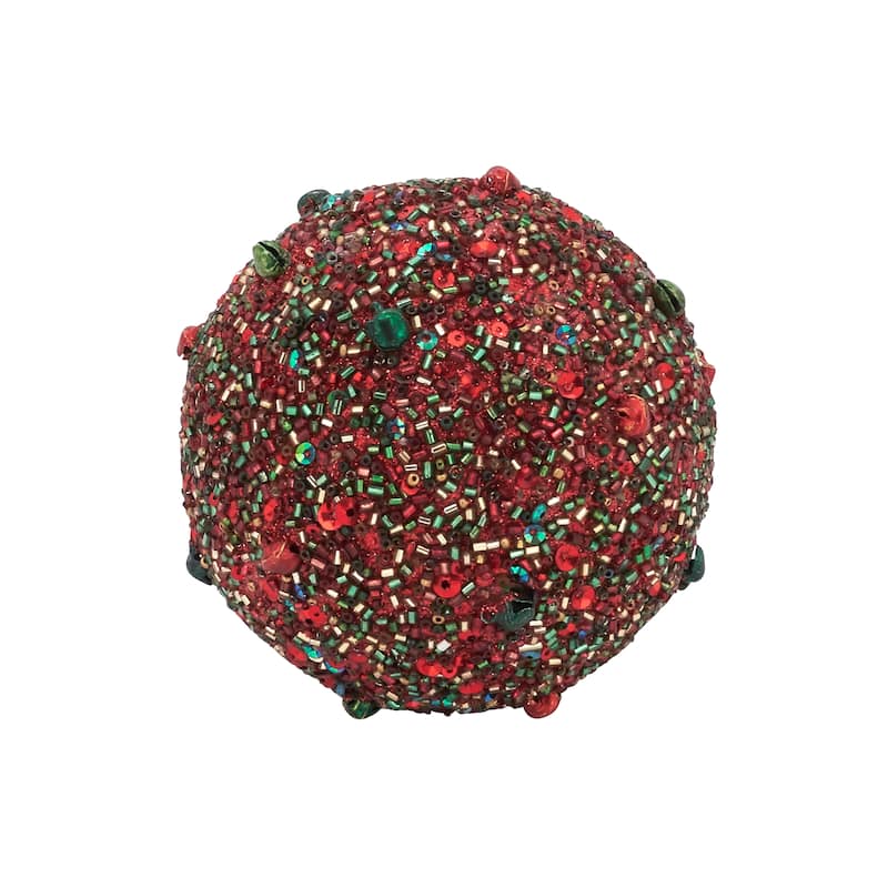 Radiant Sphere Beaded Orb (Set of 4 pcs) - Red/Green