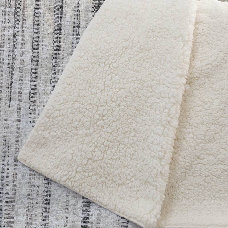 HomeRoots 50" X 70" Beige And Charcoal Striped Microfiber Plush Throw Blanket