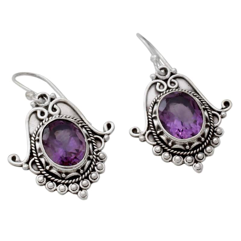 NOVICA Jaipuri Glam, Amethyst dangle earrings - 1.6*0.8