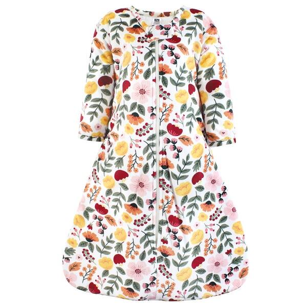 slide 1 of 1, Hudson Baby Girls Long Sleeve Plush Faux Fur Sleeping Bag, Wearable Blanket, Fall Botanical 0-6 Months - Fall Botanical