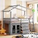preview thumbnail 1 of 13, Grey Twin Pinewood Loft Bed with Fence and Storage Grey
