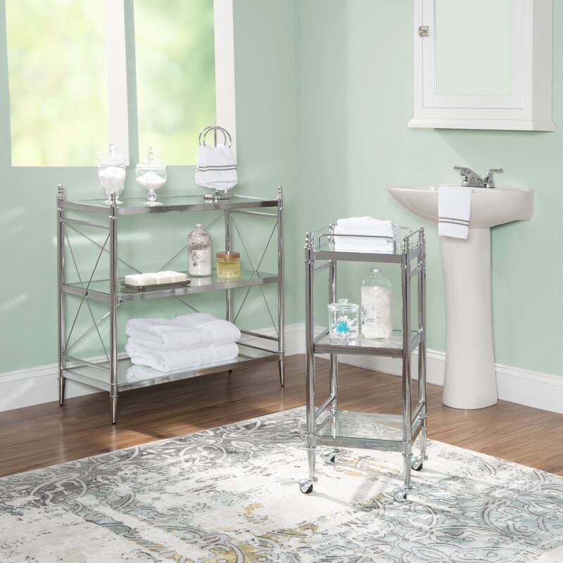Walker Chrome and Glass Storage Console