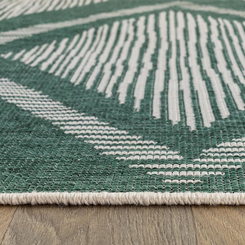 World Rug Gallery Contemporary Geometric Stripe Weather Resistant Reversible Indoor/Outdoor Area Rug