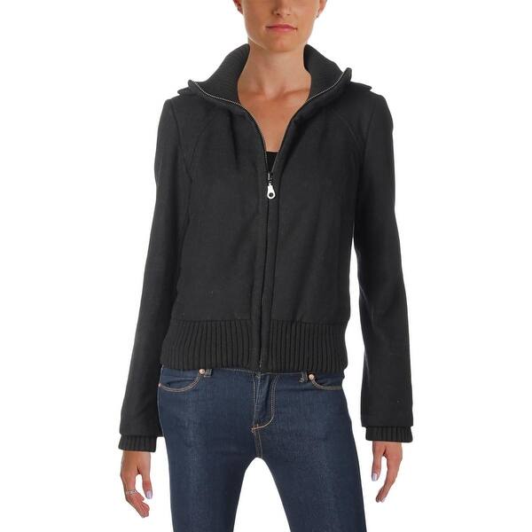 Shop Anne Klein Womens Bomber Jacket Winter Wool Blend M Free