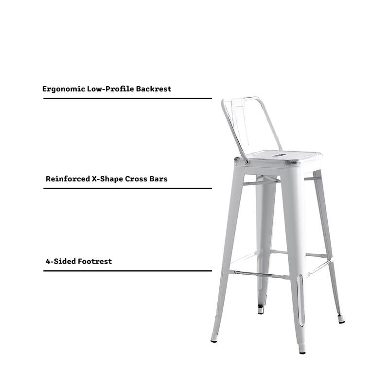 AC Pacific 30 Inch Metal Barstool Set of 2