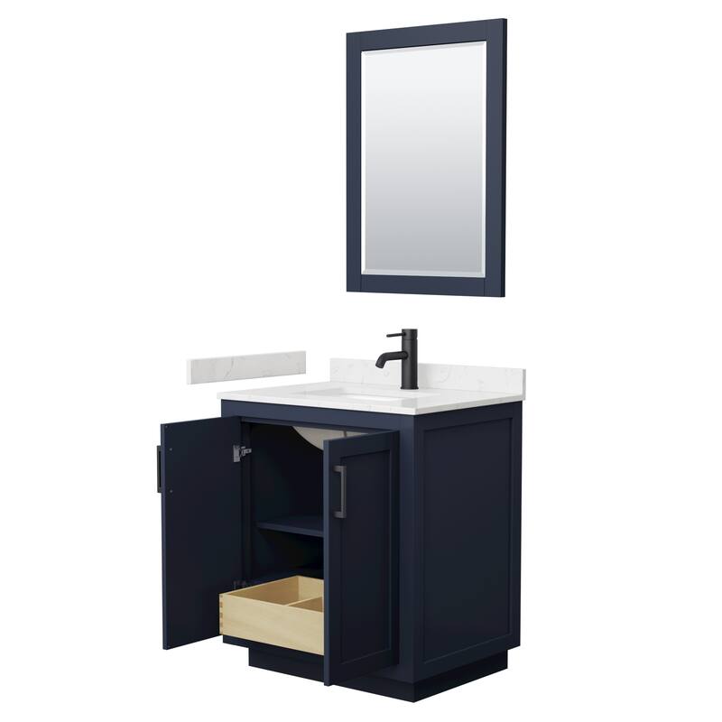 Miranda Single Vanity Set, Cultured Marble Top, 24-Inch Mirror
