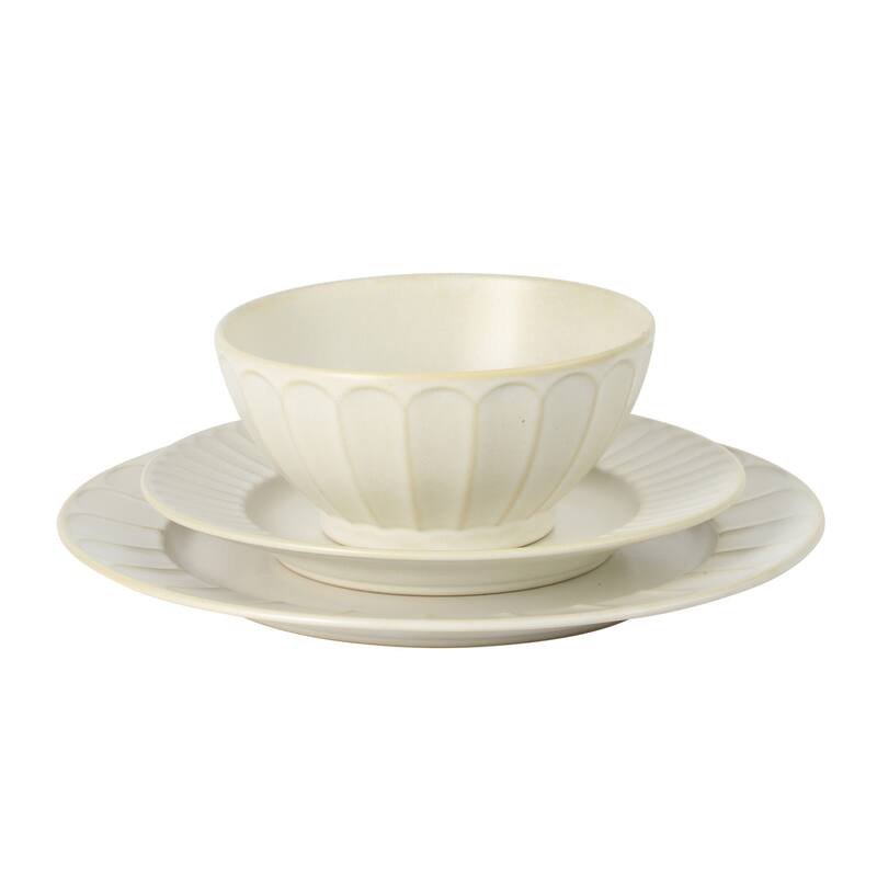 Gibson Elite Winchester Way 12-Piece Embossed Stoneware Dinnerware Set - Reactive, Durable Lightweight- Plates & Bowls Set