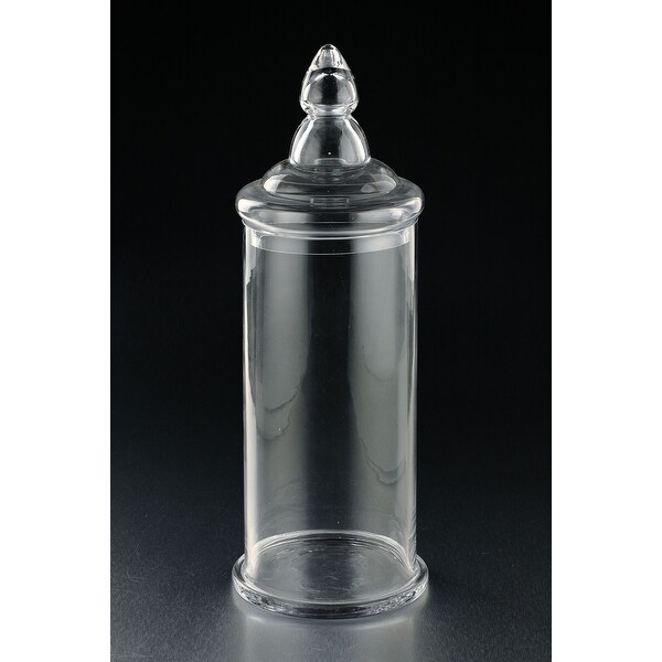 21" Clear Cylindrical Shaped Glass Jar with Finial Lid - N/A