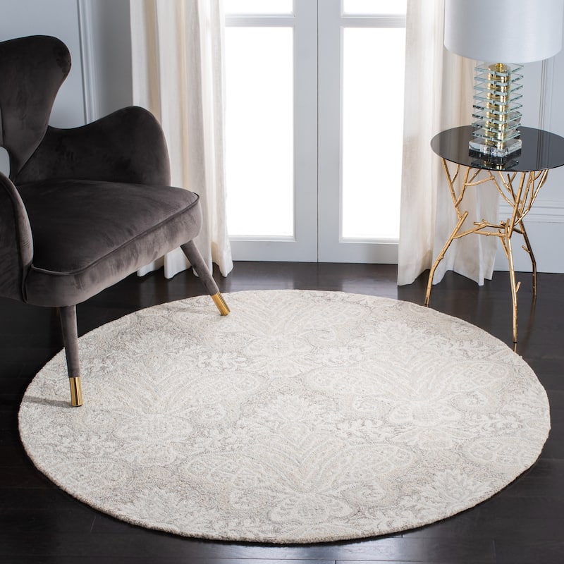 SAFAVIEH Handmade Micro-Loop Kolfinna Modern Wool Rug - 7' Round - Beige