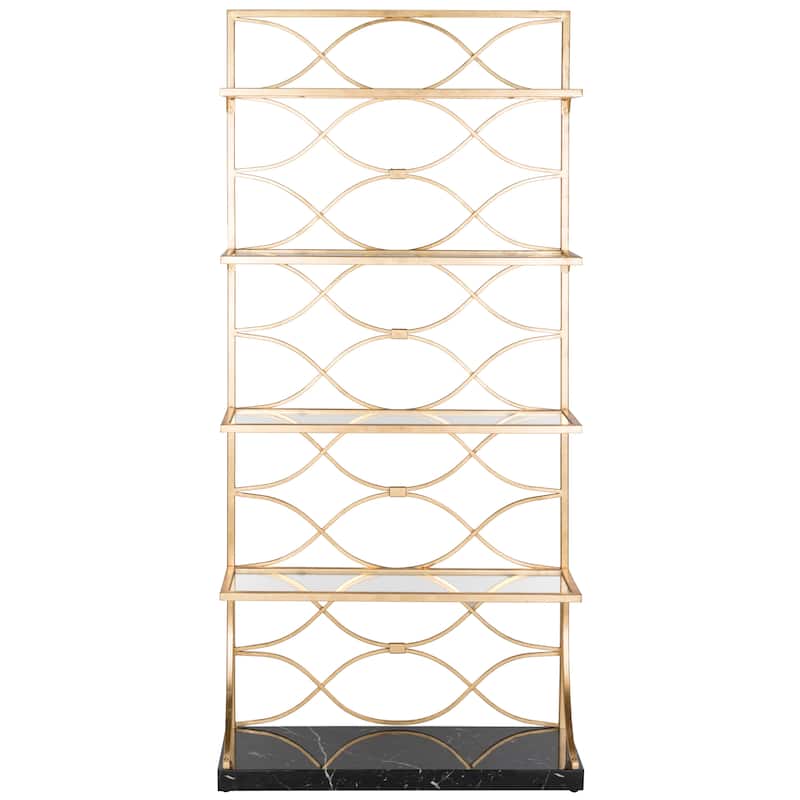 SAFAVIEH Pauletta 4-Tier Etagere Bookshelf - 34Wx12Dx76H - Gold/Black/Clear