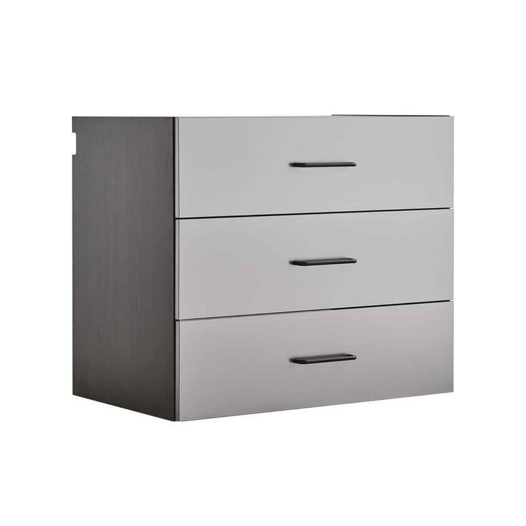 Asti Garage Wall Storage Cabinet, 32 Inch 3 Drawers, Gray Metallic