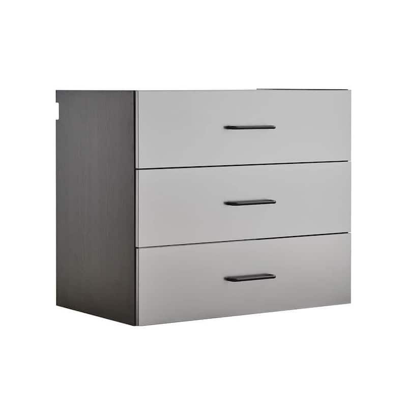 Asti Garage Wall Storage Cabinet, 32 Inch 3 Drawers, Gray Metallic