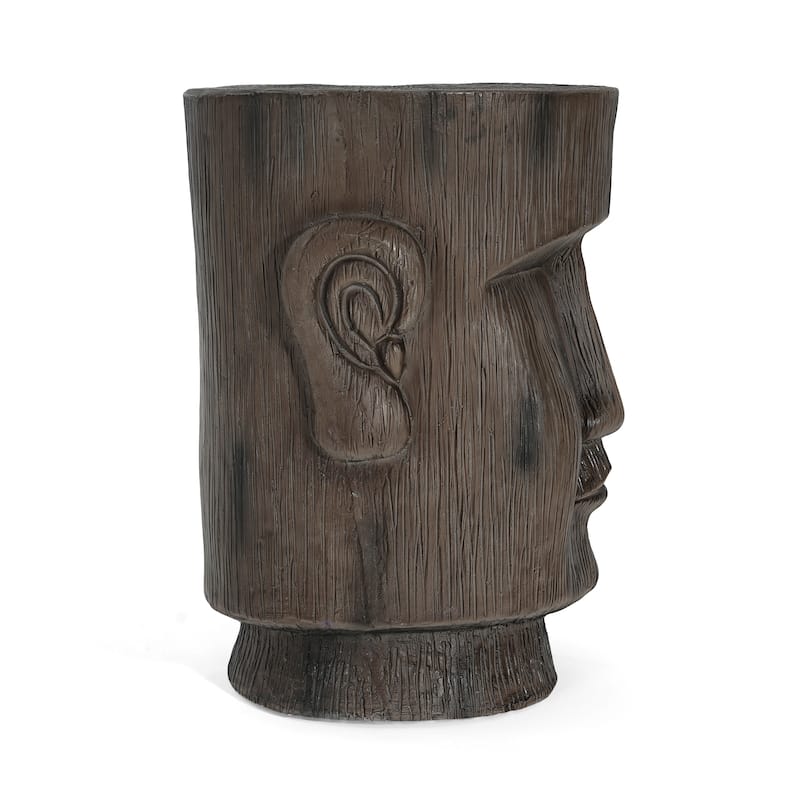 Christopher Knight Home - Evadne Outdoor Ancient Moai Head MGO Side Table with Hand-Finished Texture