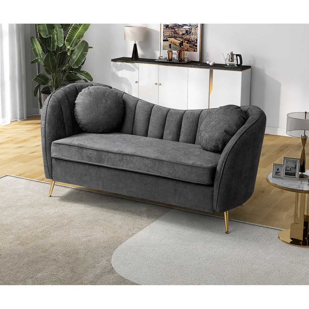 Cecilia Transitional 64.6" Wide Loveseat with Removable Cushions and Throw Pillows