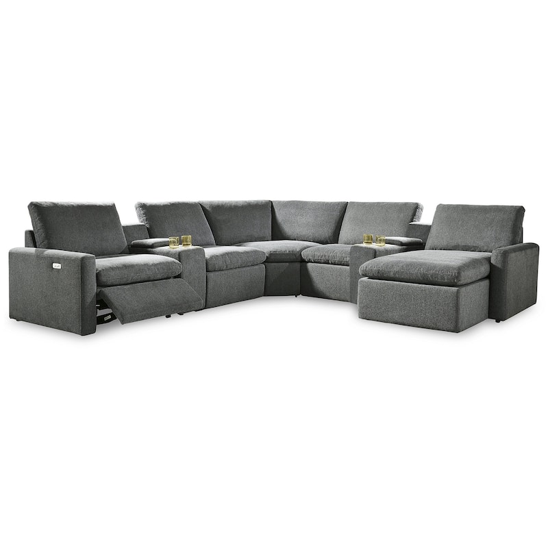 Signature Design by Ashley Hartsdale Granite 7-Piece Power Reclining Sectional - 129" W x 104" D x 39" H - Left Facing - Grey