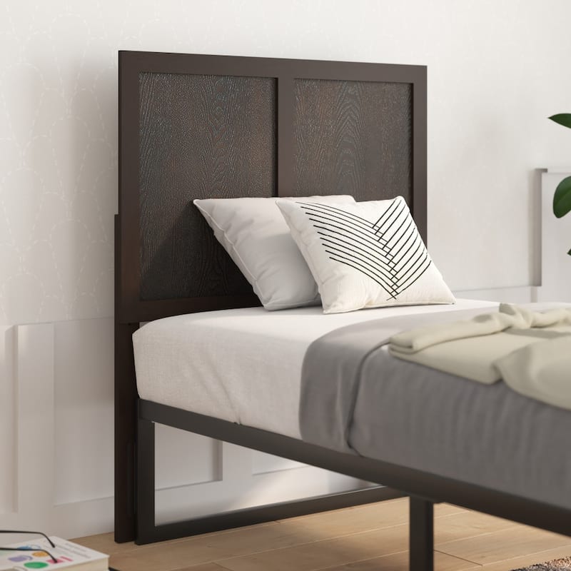 Solid Wood Paneled Headboard Only - Dark Brown - Twin