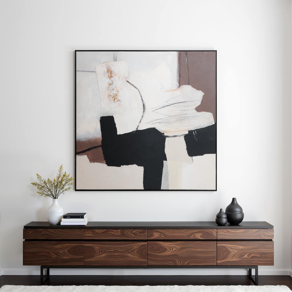 Canvas Art Wood Frame Abstract Modern Design - 40" Black, Brown