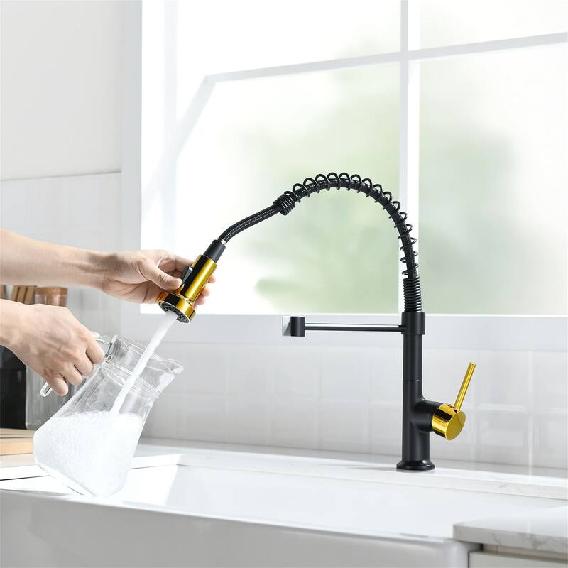 Commercial Kitchen Sink Faucet With Pull Down Sprayer One Hole Kitchen Faucets Single Handle High Arc Spring Mixer Faucets