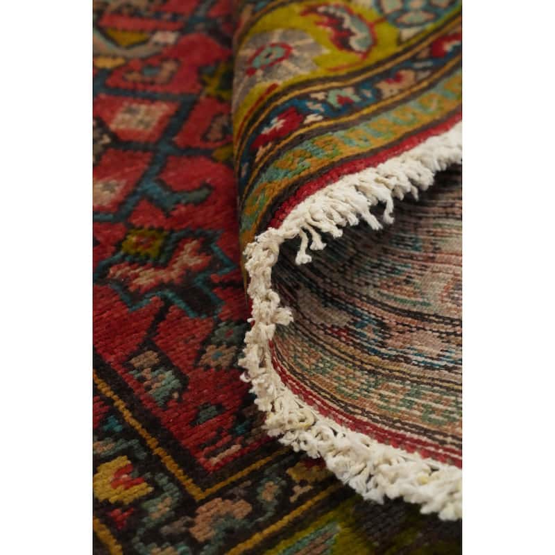 Hand Knotted Oriental 100% Wool Carpet Traditional Floral Red Hamedan Runner Rug - 12' 2'' X 3' 11''