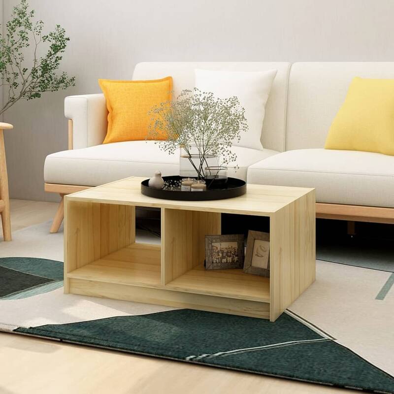 vidaXL Solid Pinewood Coffee Table 29.5"x13.2" Couch End Table Multi Colors - 29.5" x 19.7" x 13.2" - Brown