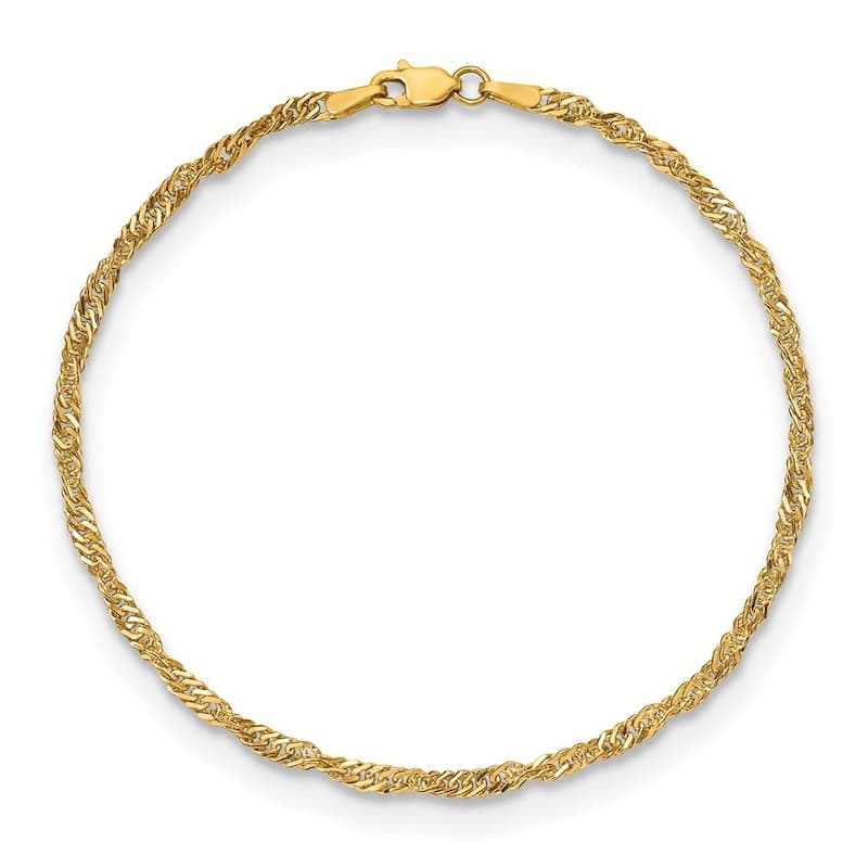 Curata 14k 2.75mm Lightweight Singapore Chain Bracelet - 9 Inch