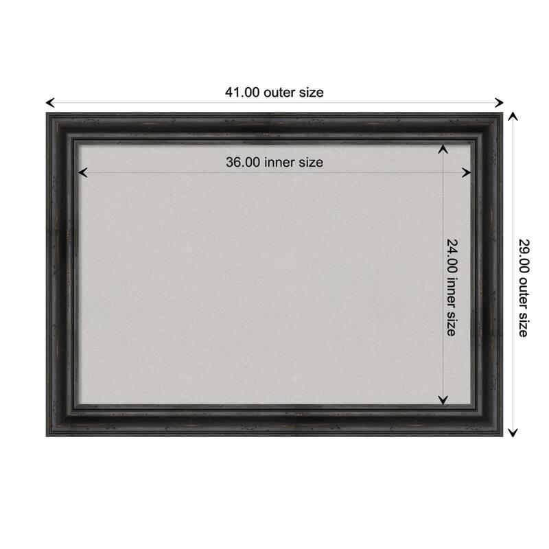Rustic Pine Black Wood Framed Grey Corkboard Bulletin Board - Board Size 36x24
