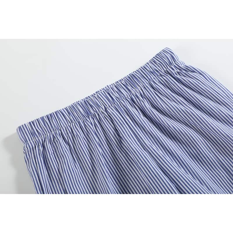 White Shark Smocked Tee and Navy Stripe Shorts Set