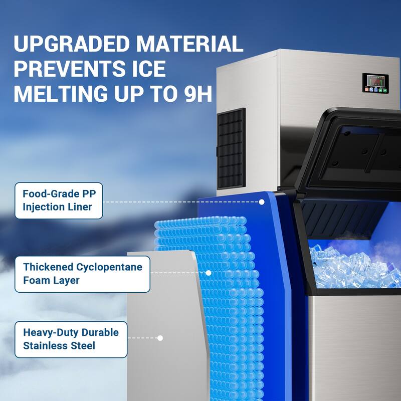 Ice Maker Commercial Ice Machine Stainless Steel Commercial Ice Maker Large Capacity Self-Cleaning