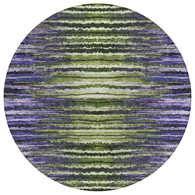 Machine Washable Indoor/ Outdoor Chantille Jagged Stripes Rug