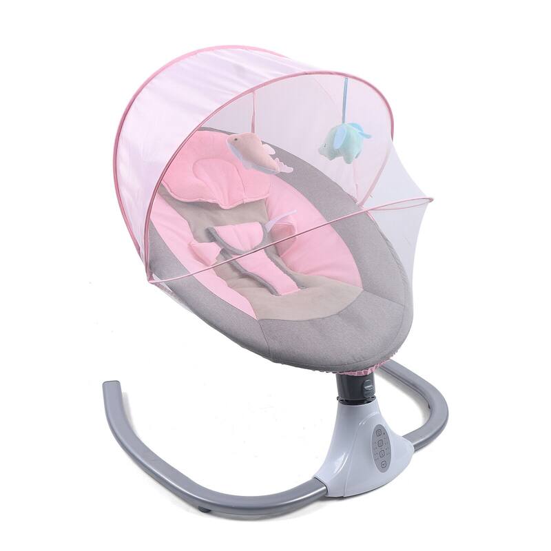 Lofn Electric Baby Bouncer Bluetooth Swing Chair Cradle Rocking Bassinet - Pink