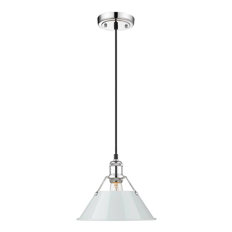 Orwell 10" Wide Medium Pendant in Chrome with Dusky Blue - Silver