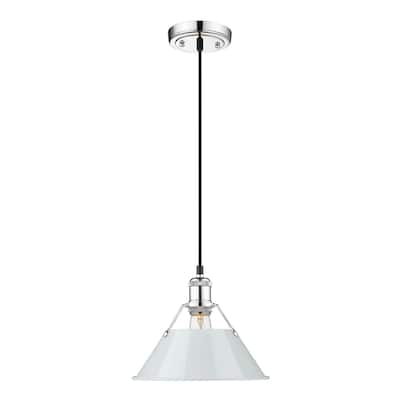 Orwell 10" Wide Medium Pendant in Chrome with Dusky Blue - Silver