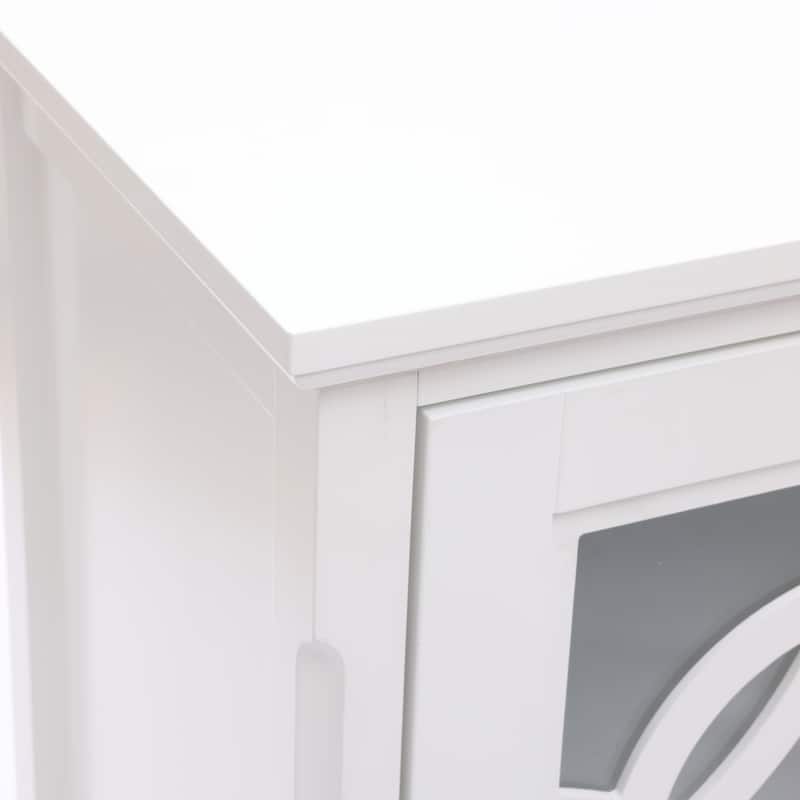 White Pine Wood 2-Door Accent Storage Cabinet - 35.8" H x 35.8" W x 15.55" D
