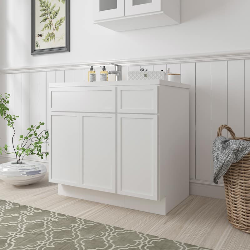 Vanity Art 36" Oak Freestanding Bathroom Vanity Cabinet without Top