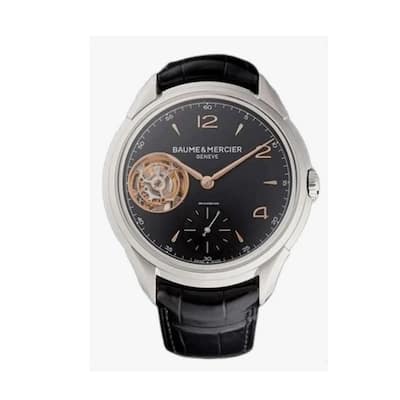 Baume and Mercier Clifton Tourbillon Men's Watch - Black Face, Black Band