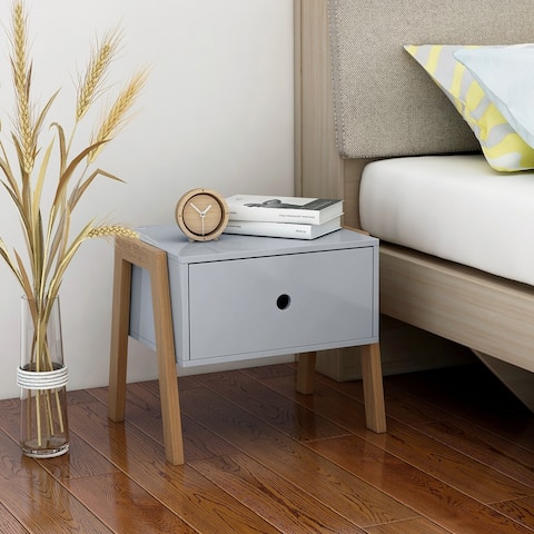 Bamboo frame bedside table Grey