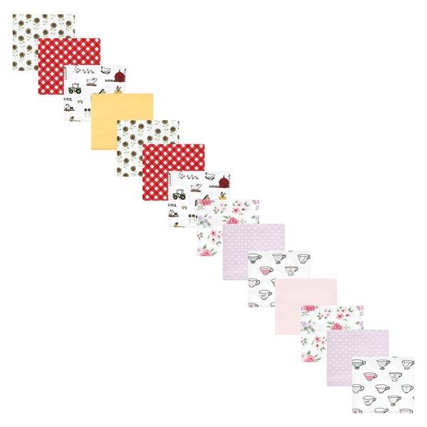 slide 1 of 1, Hudson Baby Infant Girl Cotton Flannel Receiving Blankets Bundle Set, Girl Farm Tea Party, One Size One Size - Girl Farm Tea Party