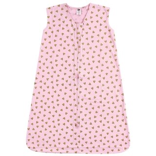 Hudson Baby Infant Girl Cotton Sleeveless Wearable Sleeping Bag, Sack, Blanket, Gold Hearts