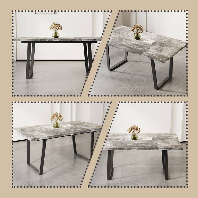 Modern Dining Table with Waterproof MDF Top, Easy to Clean & Assemble