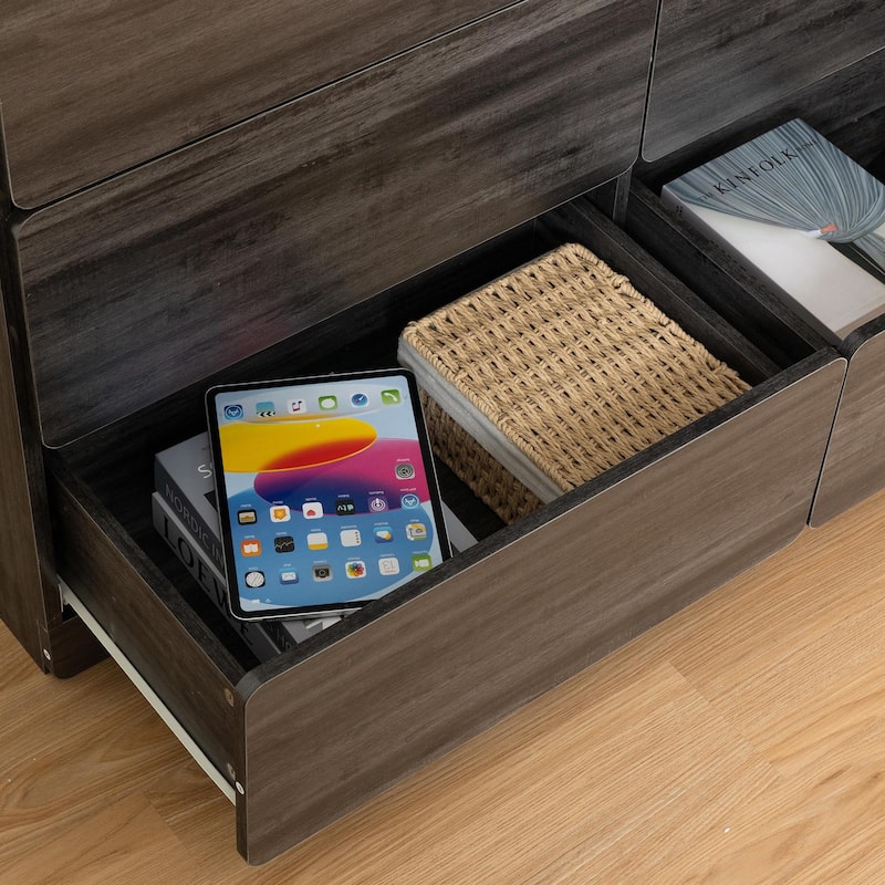 Six-Drawer Dresser Cabinet with Flat Drawer Corners