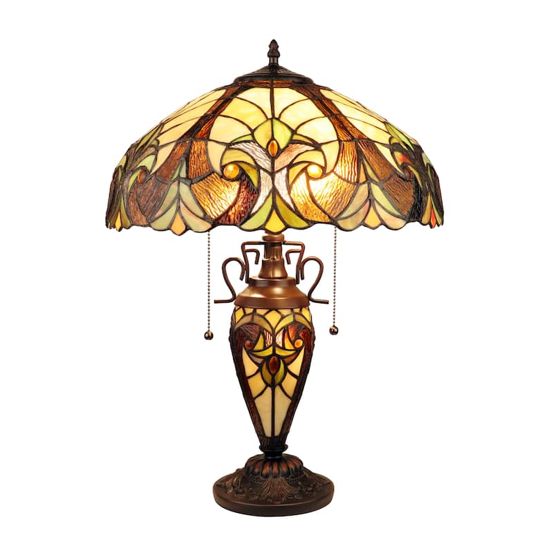 Tiffany Style Victorian Design 2+1-light Antique Dark Bronze Table Lamp