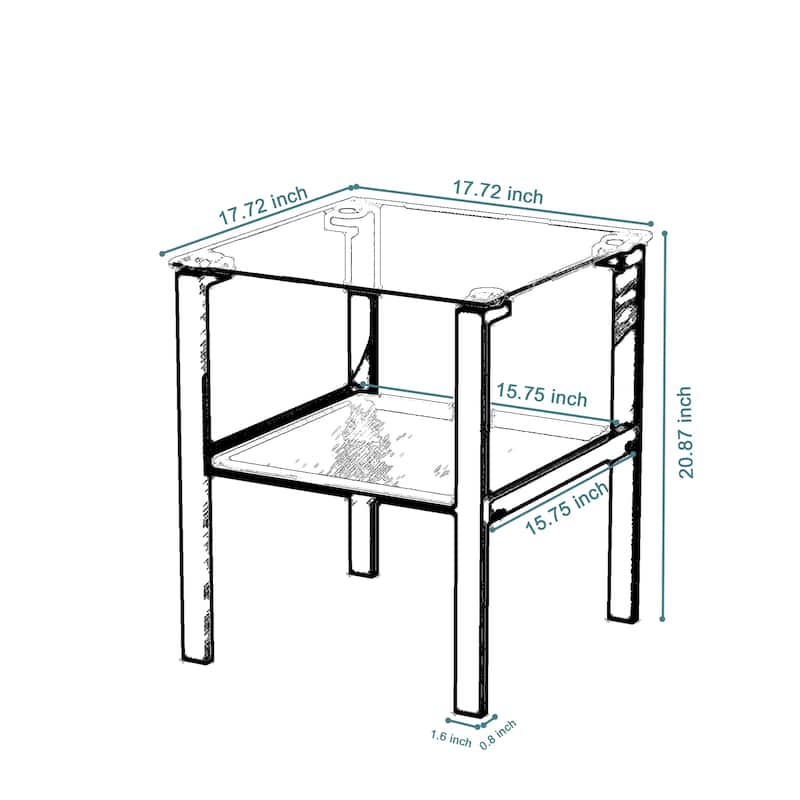 Square Glass End Table Wite Iron Tube Frame On Sale Bed Bath & Beyond 37176351