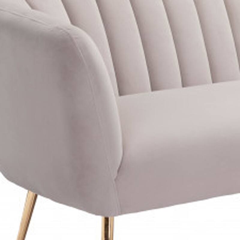 HomeRoots 70" Beige Velvet Sofa With Gold Legs