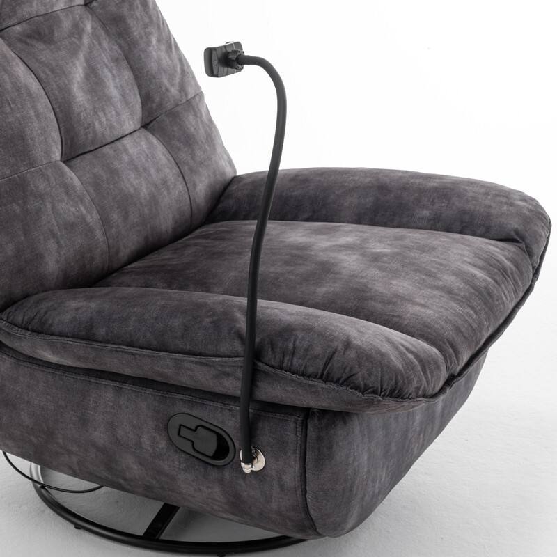 Gold-Stamped Velvet Multi-Function Recliner with Swivel, Glide & Phone Holder - Oversized Comfort for Living Room, Bedroom