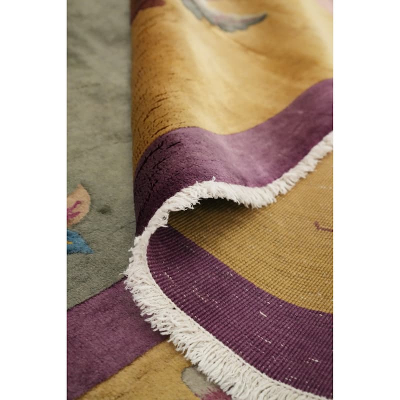 Hand Knotted Oriental 100% Wool Carpet Traditional Floral Green Art Deco Area Rug - 17' 0'' X 11' 11''