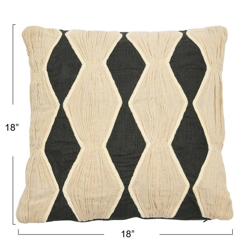 Cotton Pillow with Embroidery, Chambray Back