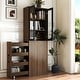 preview thumbnail 1 of 28, 70.87" H Display Storage Cabinet, Modern Wooden Tall Bookshelf Bookcase, 4 Tier multi-functional pull-out storage shelf Walnut