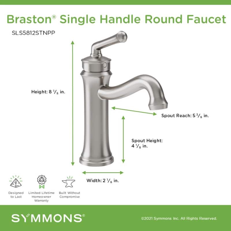 Symmons SLS5812PP Braston 1.0 GPM Vessel Single Hole Bathroom Faucet